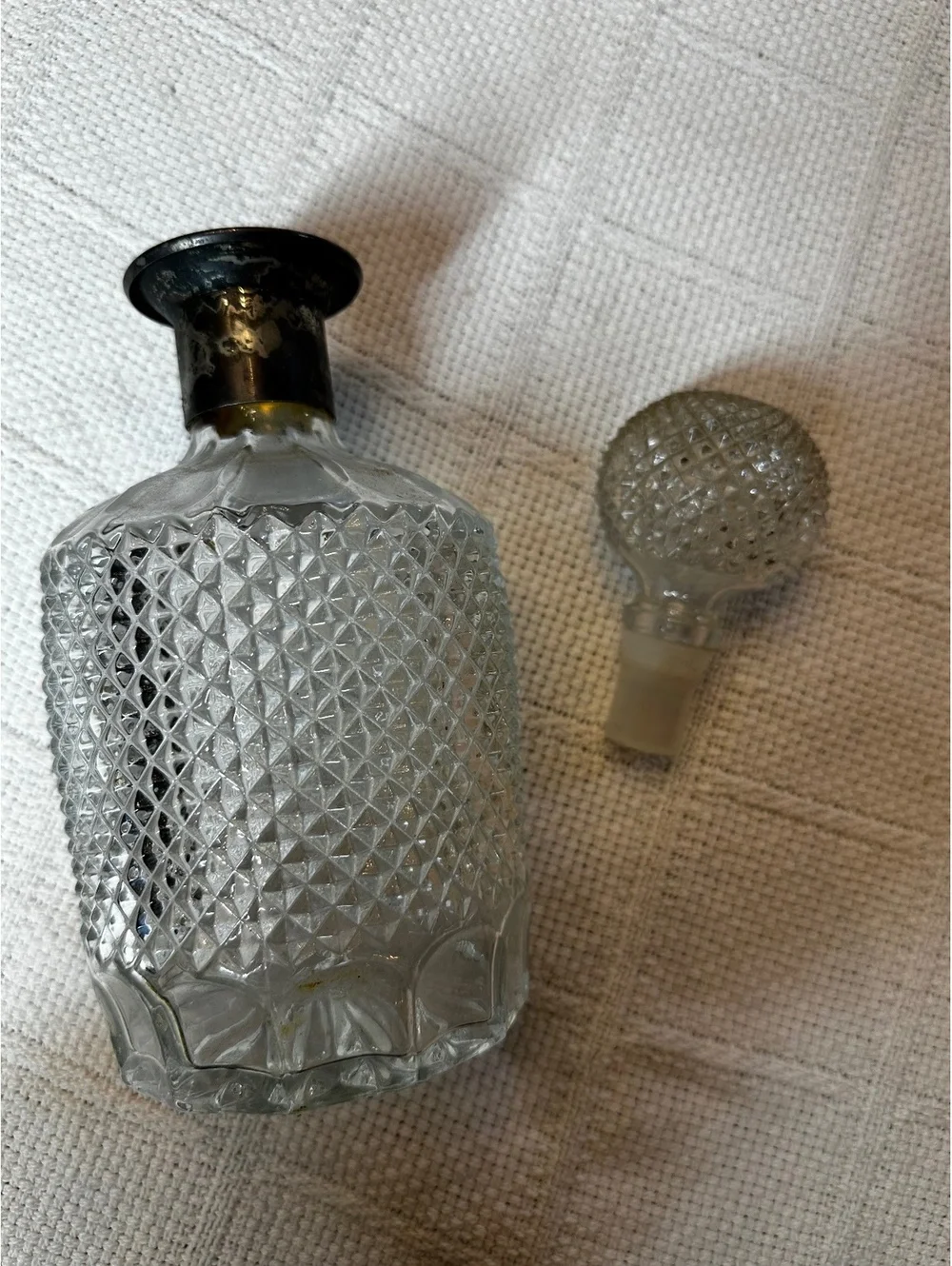 Vintage Cut Glass Decanter with Faceted Stopper